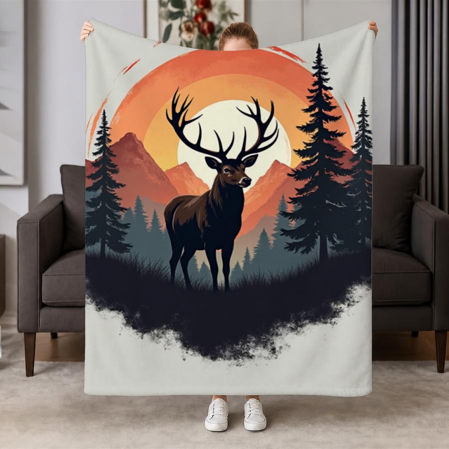 Family Tree Print - Manta de Flanela Vintage com Estampa