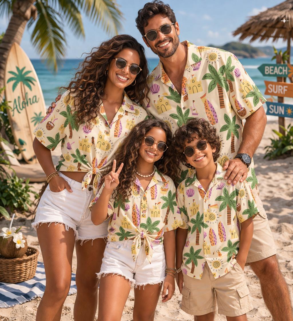 Camisa Infantil Havaiana com E - Family Tree Print avaliação e preço