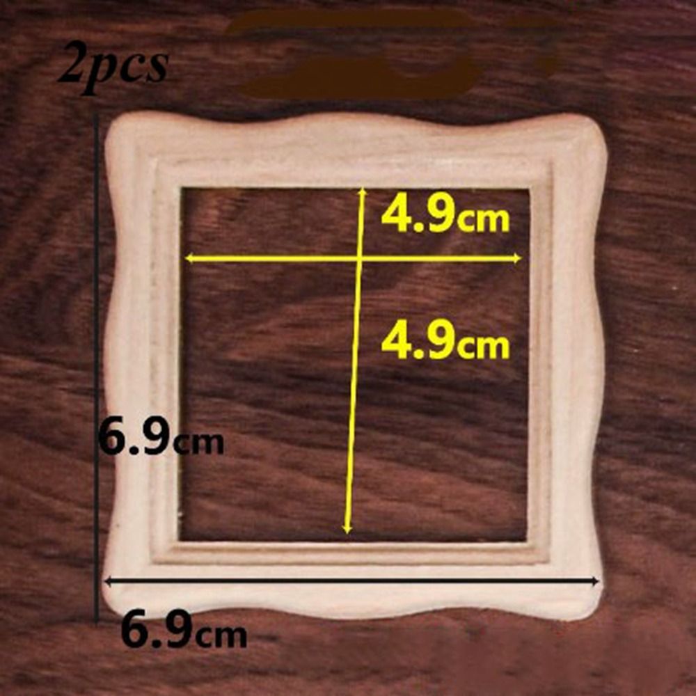 2 pçs novo 1/12 casa de boneca - Engraved Wood Frame avaliação e preço